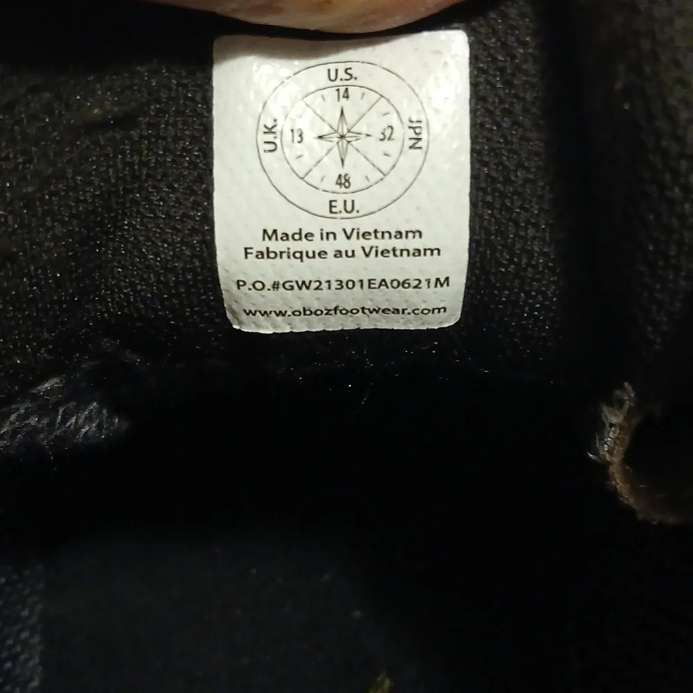 OBOZ Sawtooth Hiking Brown and Black  Shoes Boots Dry Waterproof Size 14 - Picture 5 of 7